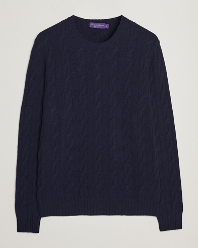 Mies |  | Ralph Lauren Purple Label | Cashmere Cable Crew Neck Sweater Chairman Navy