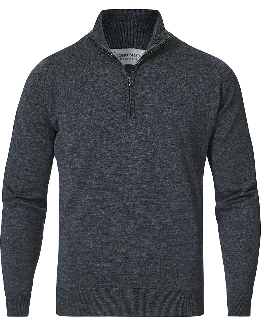 John Smedley Barrow Extra Fine Merino Half Zip Charcoal – Harmaa