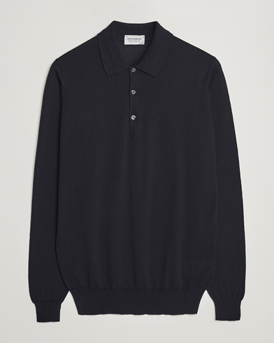Mies |  | John Smedley | Belper Wool/Cotton Polo Pullover Navy