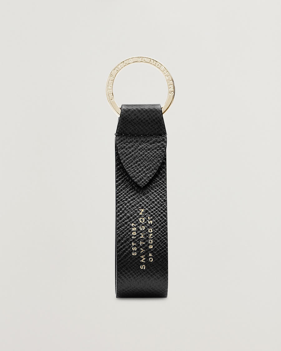 Smythson Panama Leather Keyring Black – Musta