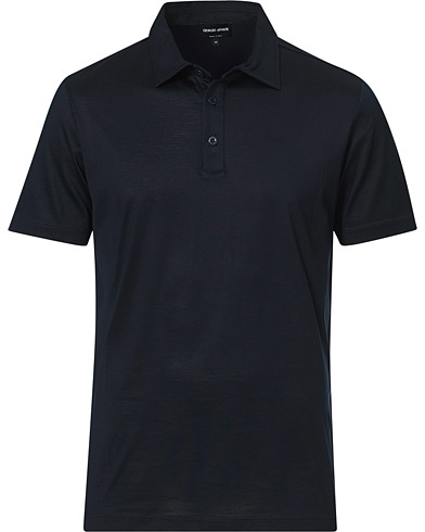 Mies | Pikeet | Giorgio Armani | Cotton/Silk Short Sleeve Polo Navy