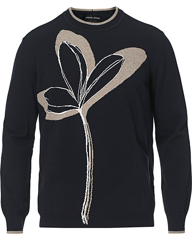 Mies | Puserot | Giorgio Armani | Intarsia Knitted Sweater Navy