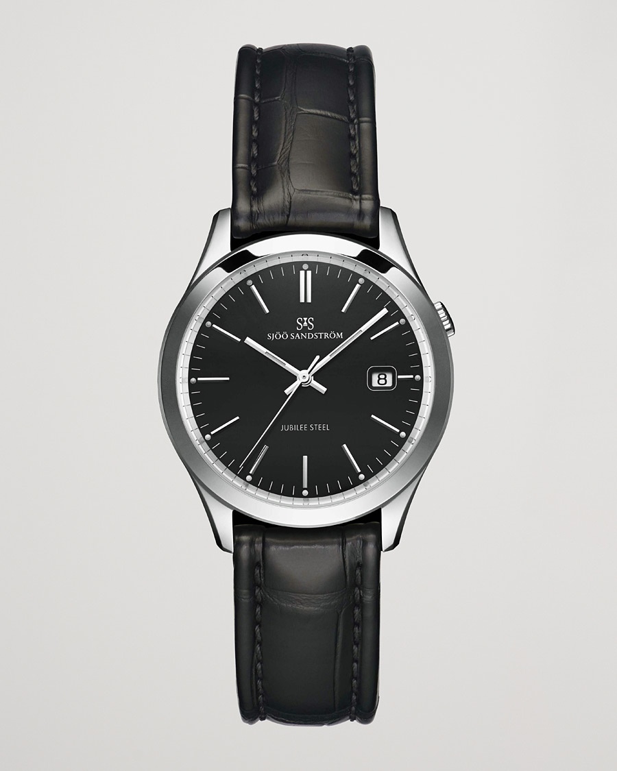 Sjöö Sandström Jubilee Steel Quartz 40mm Black/Black Calf – Musta