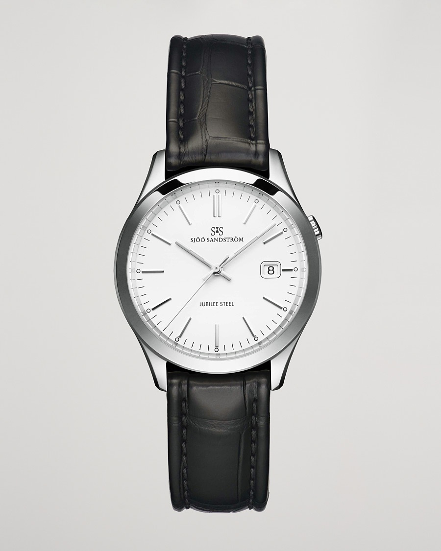 Sjöö Sandström Jubilee Steel Quartz 40mm White/Black Calf – Musta