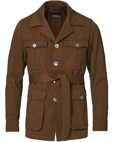 Miehet | Paitatakkien aika | Oscar Jacobson | Westwood Washed Cotton Shirt Jacket Army Brown