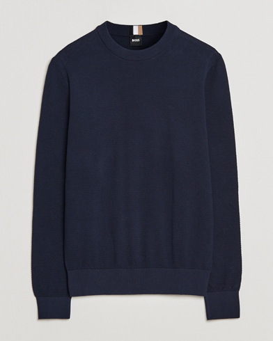 Mies | Neuleet | BOSS | Ecaio Knitted Structured Sweater Dark Blue