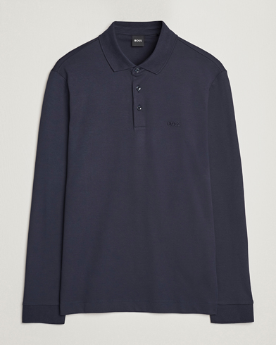 Miehet | Kaulukselliset neuleet | BOSS | Pado Knitted Polo Shirt Dark Blue
