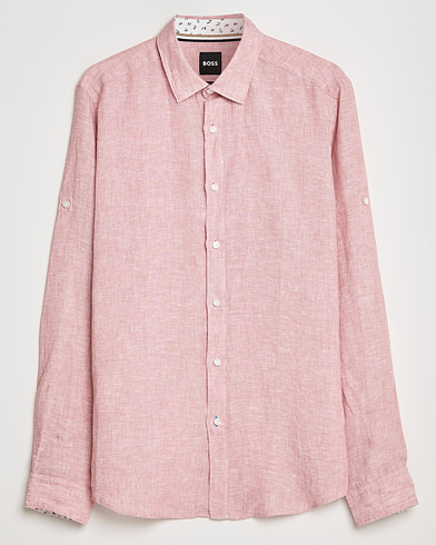 Miehet | Pellavapaidat | BOSS | Lukas Linen Shirt Open Pink