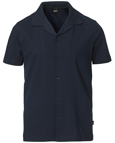  |  Powell Knitted Pique Short Sleeve Shirt Dark Blue