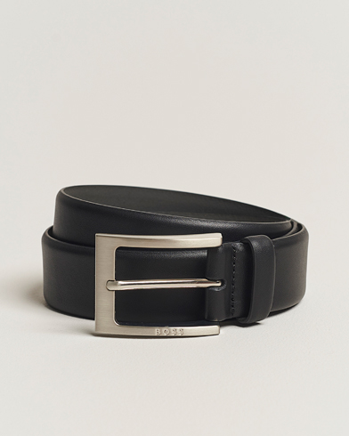 Mies | Sileät vyöt | BOSS | Barnabie Leather Belt 3,5 cm Black