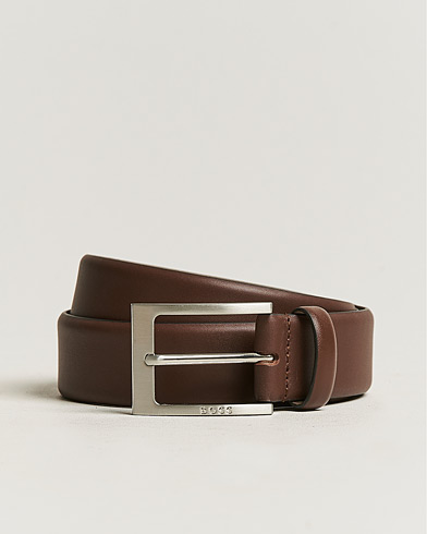 Mies | Sileät vyöt | BOSS | Barnabie Leather Belt 3,5 cm Dark Brown