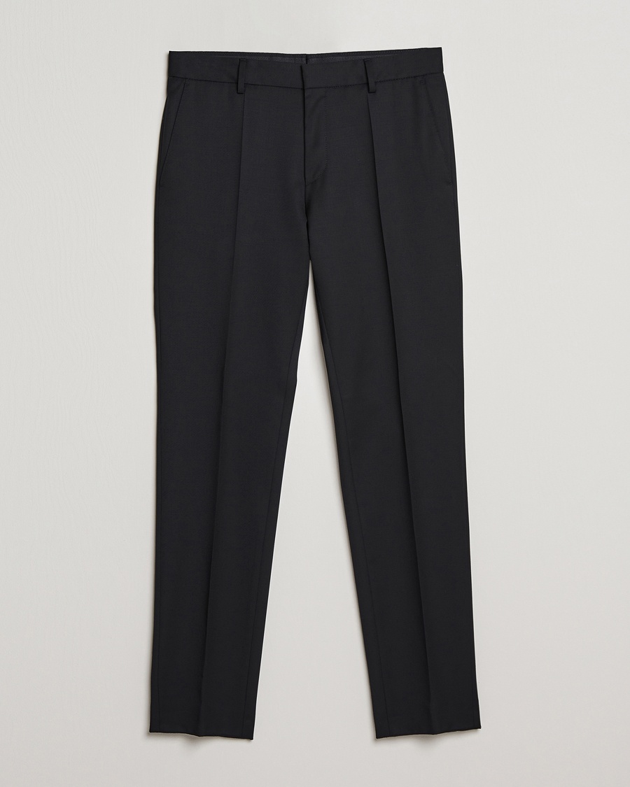 BOSS BLACK Genius Slim Fit Wool Trousers Black – Musta