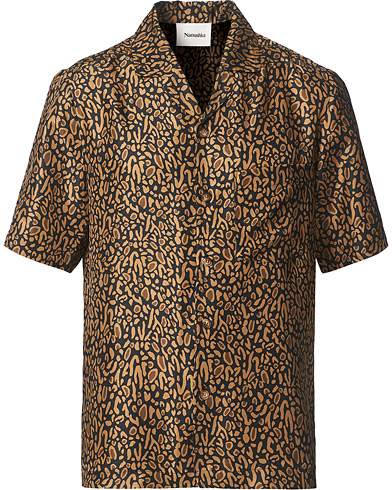  |  Printed Silk Camp Collar Shirt Brown