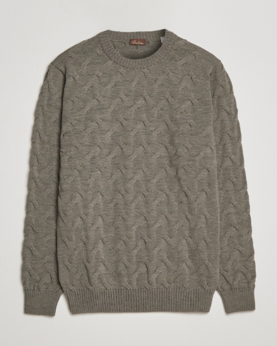 Mies |  | Stenströms | Heavy Cable Merino Crew Neck Olive
