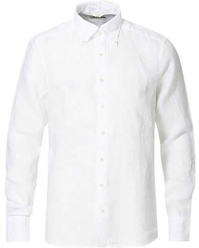 Rennot |  Slimline Button Down Linen Shirt White
