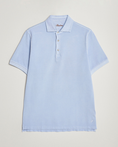 Mies |  | Stenströms | Pigment Dyed Cotton Polo Shirt Light Blue