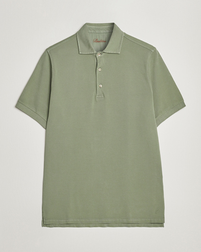 Mies |  | Stenströms | Pigment Dyed Cotton Polo Shirt Green