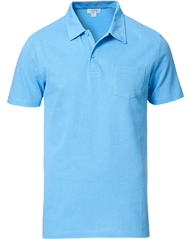 Sunspel Riviera Polo Shirt Mid Blue