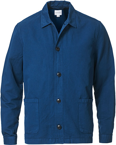 Sunspel Cotton/Linen Shirt Jacket Atlantic Blue