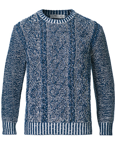  |  Organic Cotton Pleated Beach Sweater Blue on White