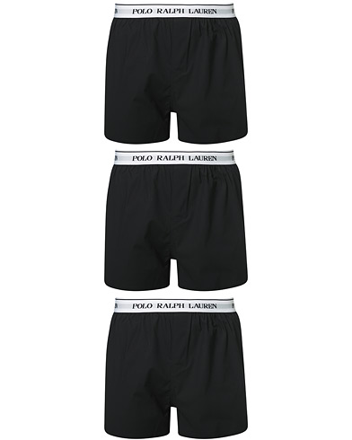 Miehet | Bokserit | Polo Ralph Lauren | 3-Pack Woven Boxer Shorts Black