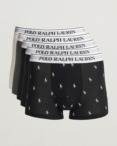 Mies | Alusvaatteet | Polo Ralph Lauren | 5-Pack Trunk White/Black/Grey