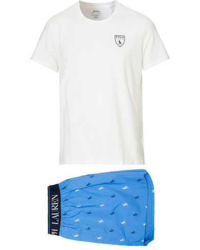 Miehet | Pyjamasetti | Polo Ralph Lauren | Short Sleeve Pyjama Set White/Blue