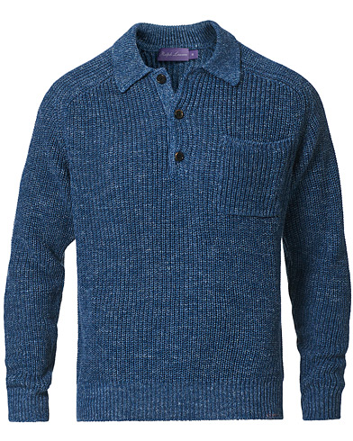  |  Silk/Linen Polo Neck Pullover Fairfax Blue