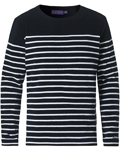  |  Striped French Terry Pullover Navy/White