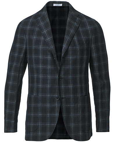  |  K Jacket Wool/Linen Overcheck Blazer Navy