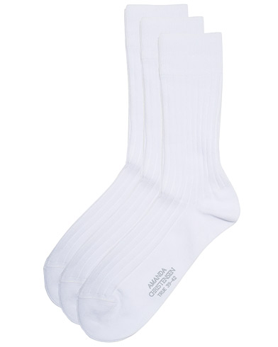 Mies | Sukat | Amanda Christensen | 3-Pack True Cotton Ribbed Socks White