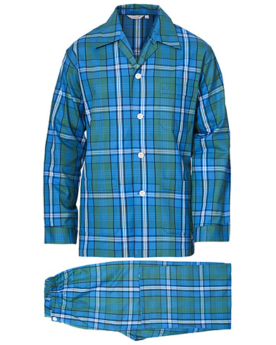 Derek Rose Checked Cotton Pyjama Set Navy/Green/White