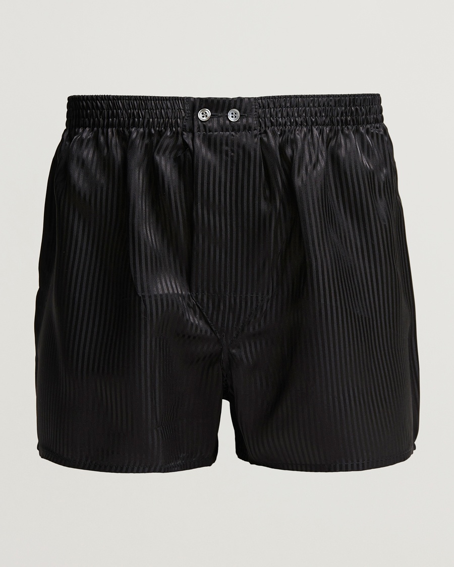 Derek Rose Classic Fit Silk Boxer Shorts Black – Musta