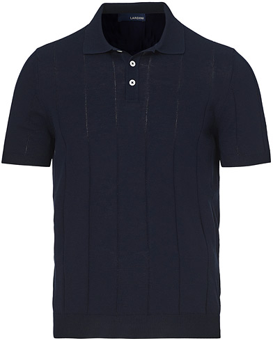  |  Cotton Crèpe Knitted Polo Navy