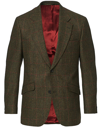 Tweed-pikkutakit |  William Lambswool Tweed Jacket Green Red