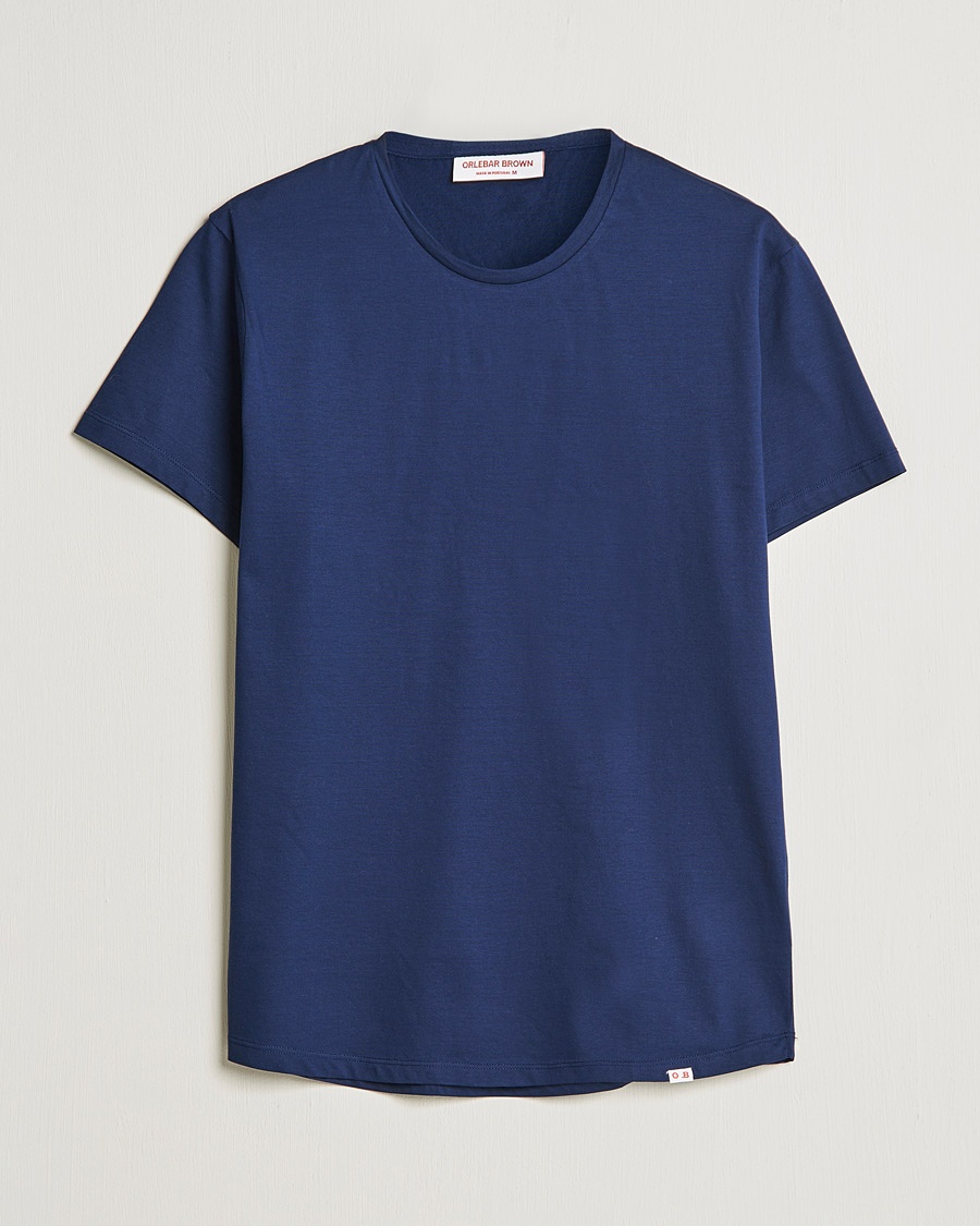Orlebar Brown OB Crew Neck Mercerised Cotton Tee Navy – Sininen