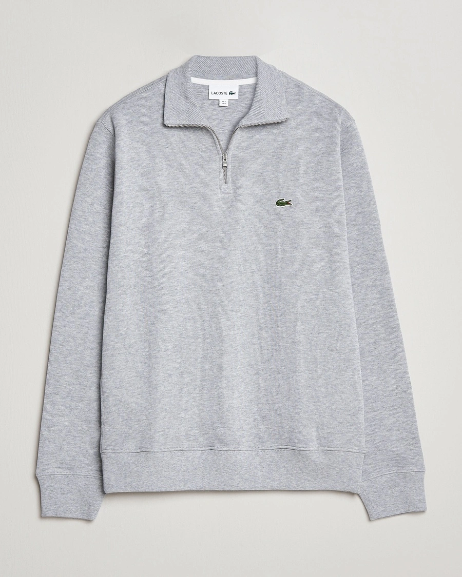 Lacoste Rib Interlock Half Zip Silver Chine – Harmaa