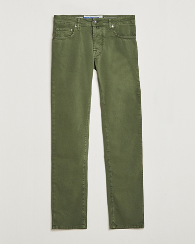 Mies |  | Jacob Cohën | Bard Garment Dyed Gabardine Trousers Green