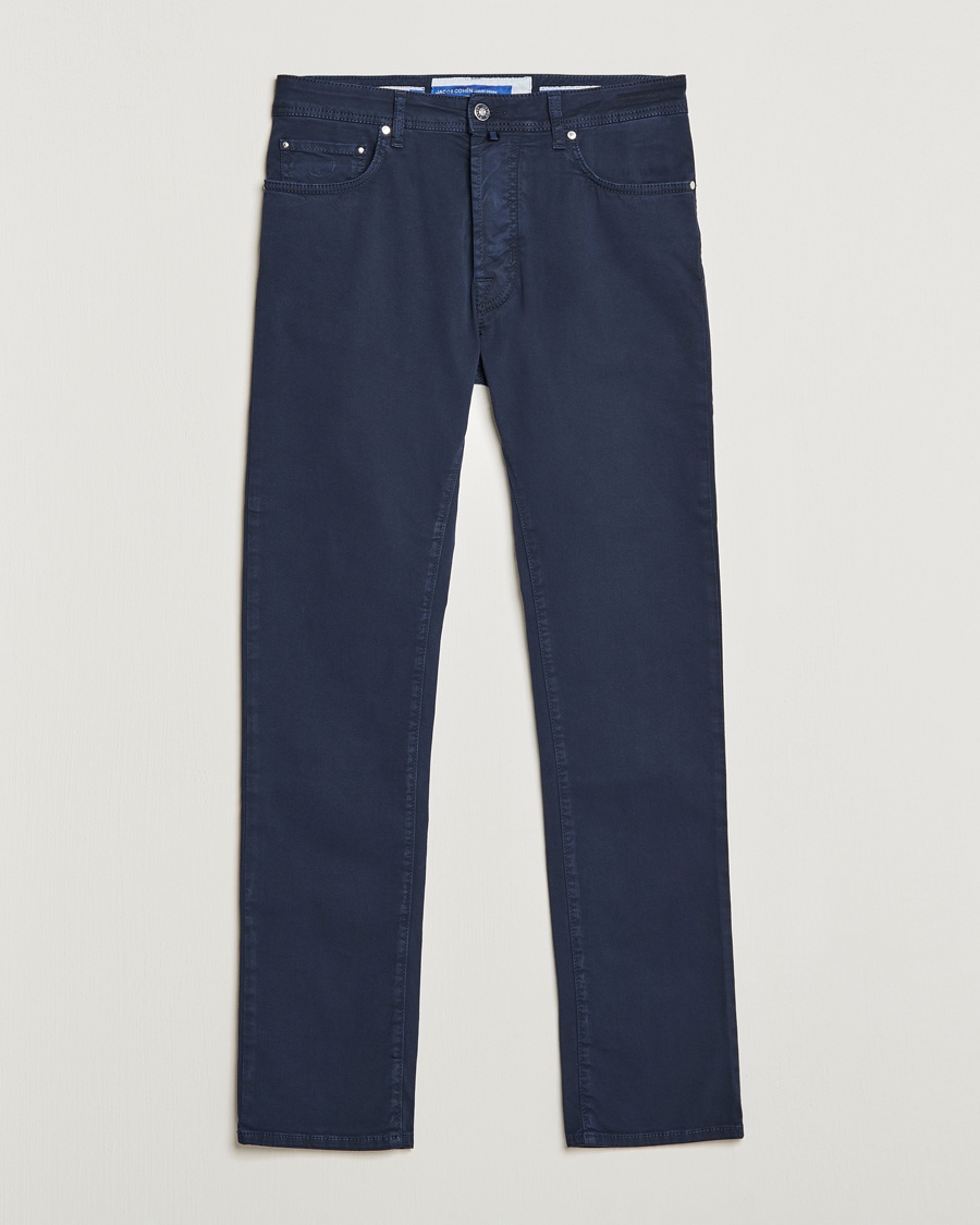 Jacob Cohën Bard Garment Dyed Gabardine Trousers Navy – Sininen