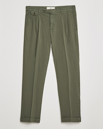 Miehet | Chinot | Briglia 1949 | Easy Fit Pleated Cotton Chinos Olive