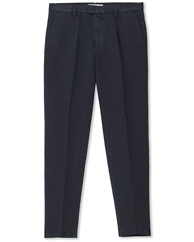 Pellavahousut |  Easy Fit Pleated Linen Trousers Navy