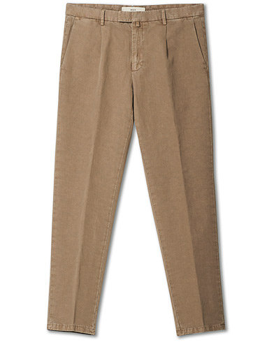 Pellavahousut |  Easy Fit Pleated Linen Trousers Taupe