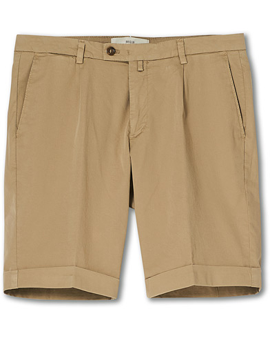 Chino-shortsit |  Pleated Cotton Shorts Beige