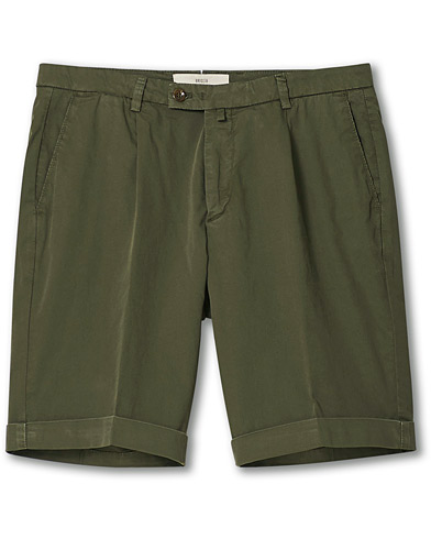 Miehet | Chino-shortsit | Briglia 1949 | Pleated Cotton Shorts Olive