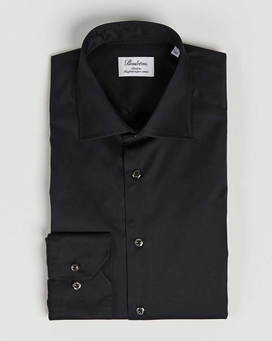 Stenströms Slimline Cut Away Shirt Black – Musta