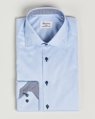Mies | Alennusmyynti vaatteet | Stenströms | Slimline Striped Contrast Shirt Light Blue