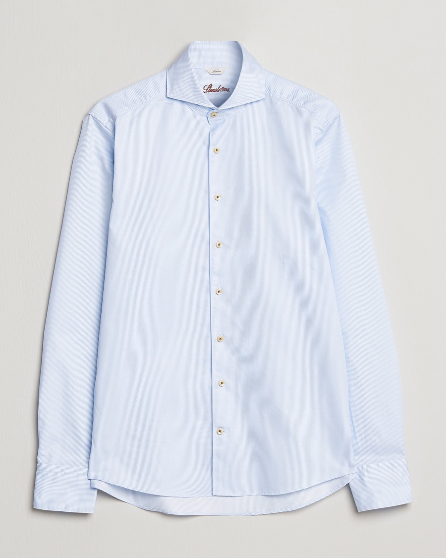 Stenströms Slimline Pinstriped Casual Shirt Light Blue – Sininen