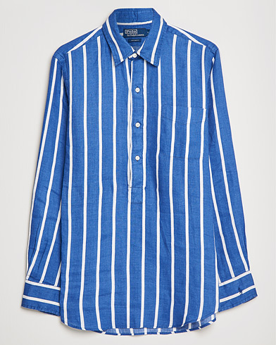 Miehet | Pellavapaidat | Polo Ralph Lauren | Linen Striped Popover Shirt Navy/White