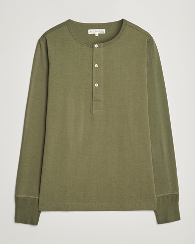 Mies | Pitkähihaiset t-paidat | Merz b. Schwanen | Classic Organic Cotton Henley Sweater Army