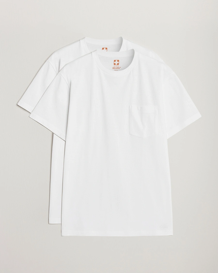 BEAMS PLUS 2-Pack Pocket T-Shirt White – Valkoinen